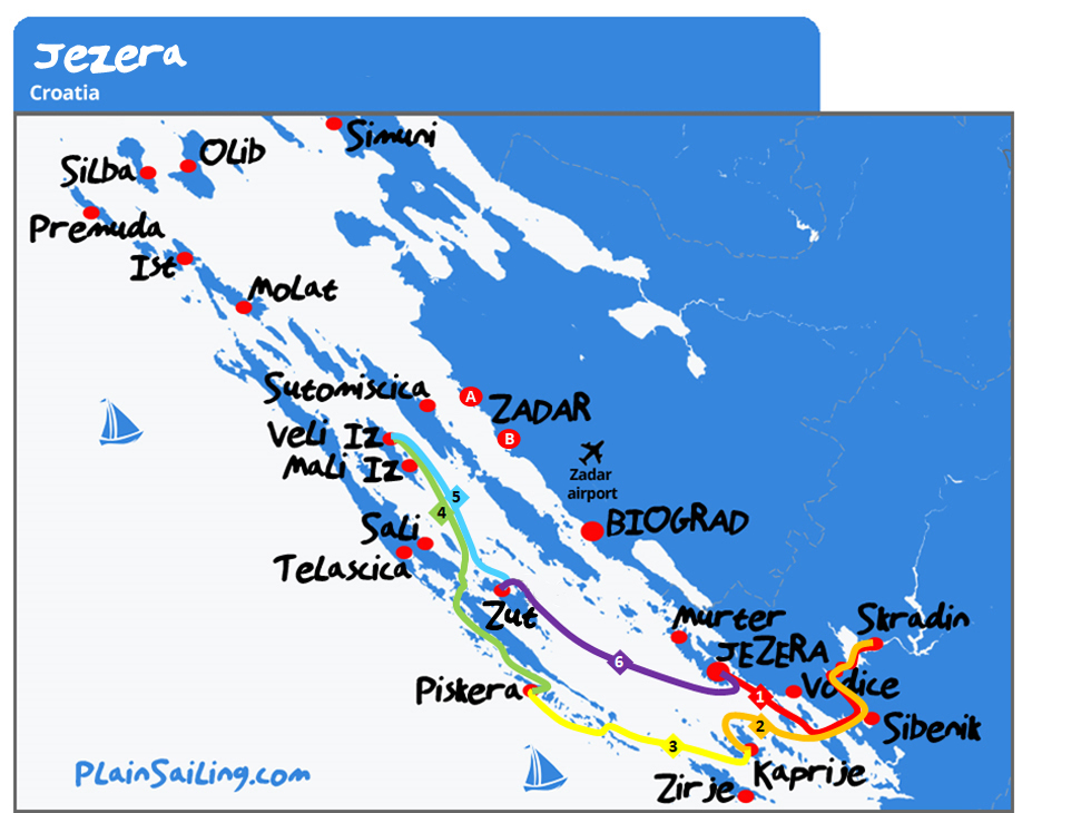 Jezera - 6 day sailing itinerary